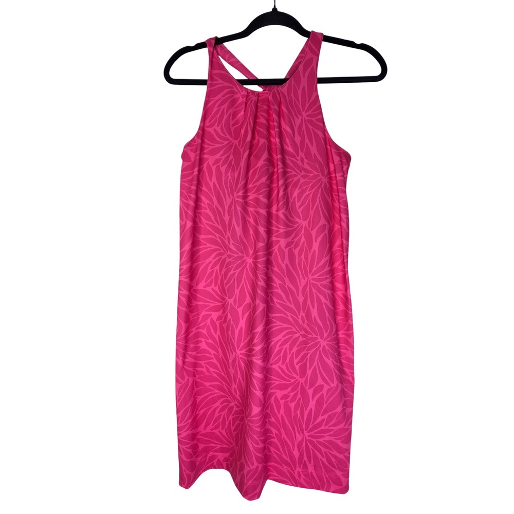 Vineyard Vines Hot Pink Leaf Print Sleeveless Halter‎ Dress XXS